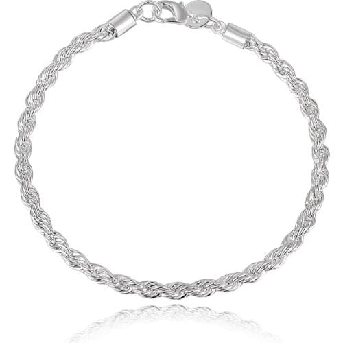 Luxury Brand Sliver Bracelets Hot Sale Lobster Bracelet Chain Bangles 4MM Flash Twisted Rope Bracelet Women Bracelets Jewelry
