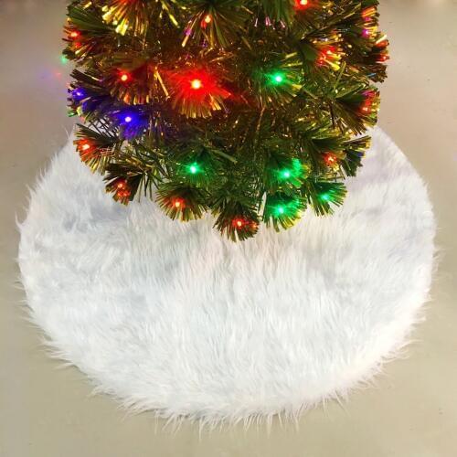 Lanke Christmas plush tree skirt White Plush Christmas Tree Skirt Christmas Decorations for Home New Year 78 90 122cm