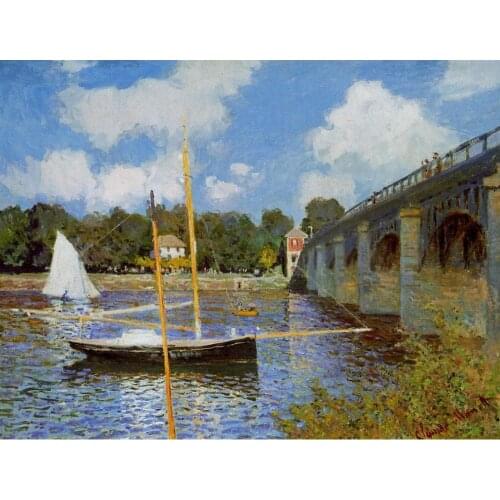 Hand Painted Oil paintings Claude Monet Canvas art The Bridge at Argenteuil High quality home decor