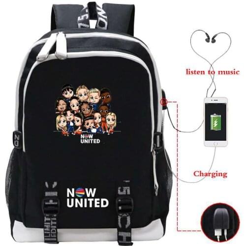 Mochila Now United Backpacks USB Charge Bag Boy Girl School Backpack Students Book Bags Teens Sport Bag Men Casual Rucksack