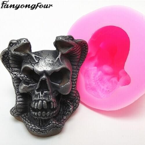 3D Cobra skull silicone mold fondant cake mold candle resin plaster chocolate mold free shipping