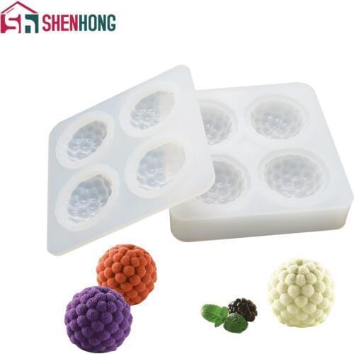 SHENHONG Raspberry Pompom Silicone Moulds Molds For Baking Fondant Baking Tools Cake Decorating Chocolate Candy Making