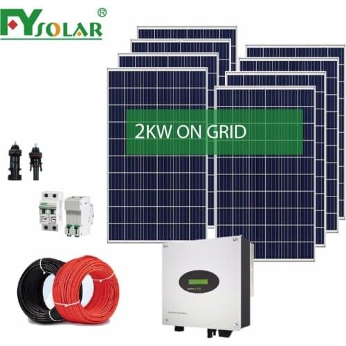 2kw grid tie solar panel system solar power system pv solar panel kit on grid solar generator for home