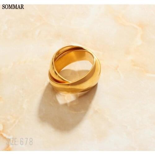 SOMMAR Newest Gold color size 6 7 8 Knuckle Rings for women Double ring double arc prices in euros love