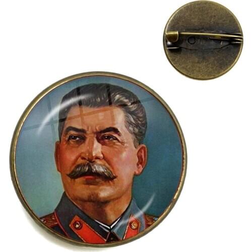 Soviet USSR Stalin Lenin Brooches Classic Red Star Hammer Sickle Communism Emblem CCCP Glass Cabochon Collar Pins Jewelry Gift