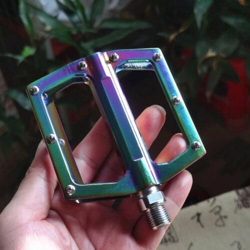 New 9/16" Non-Slip Bicycle Pedal Aluminum Alloy Foot Pedal 2-Bearing Bike Pedal Rainbow Colorful Electroplating Pedals