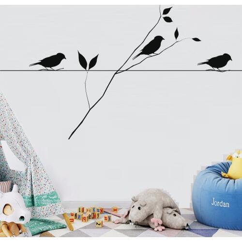 Home Decoration Swallows on Line Vinyl Wall Sticker PVC House Decor Animal Cartoon Birds Wall Decals Art Design WL126