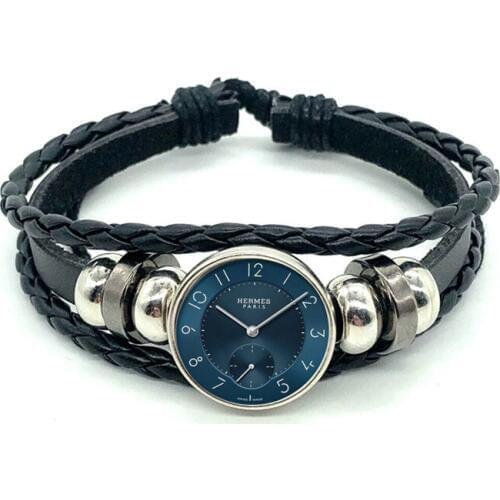 Vintage Clocks Watches Leather Bracelets Art Clocks Photos Dome Crystal Braided Leather Bracelets Stylish Mens Gifts