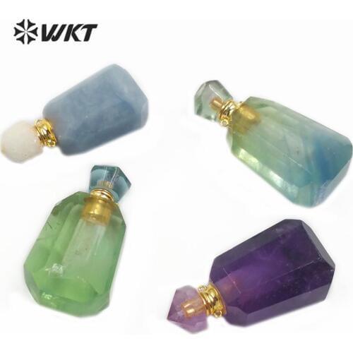 WT-P1483 Hot Sale Perfume Bottle Pendant Natural Stone Pendant Stone Bottle With Gold Electroplated Hook Pendant Necklace