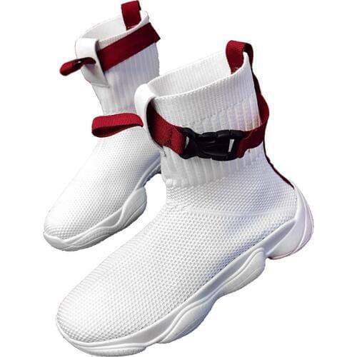 Stretch Socks Breathable Buckle Sneakers Shoes Women Summer New 2019 Tide Wild Breathable Mesh Korean High-en Ins Shoes