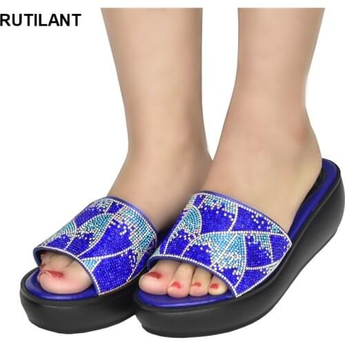 New Arrival Ladies Shoes and Sandals Wedding Shoes for Women Bride Summer Wedges Slippers Women Platform Heels with Rhinestone