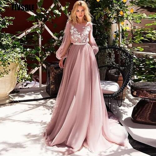 Fivsole Beach Wedding Dress 2021 A Line Wedding Dress Puff Sleeves Elegant Bridal Dress Flowers Tulle Wedding Gowns Casamento