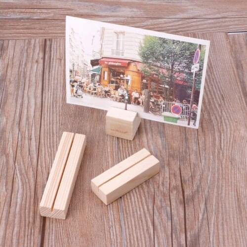1PC Bevel Natural Wood Memo Clips Photo Holder Clamps Stand Card Desktop Message Crafts E56C