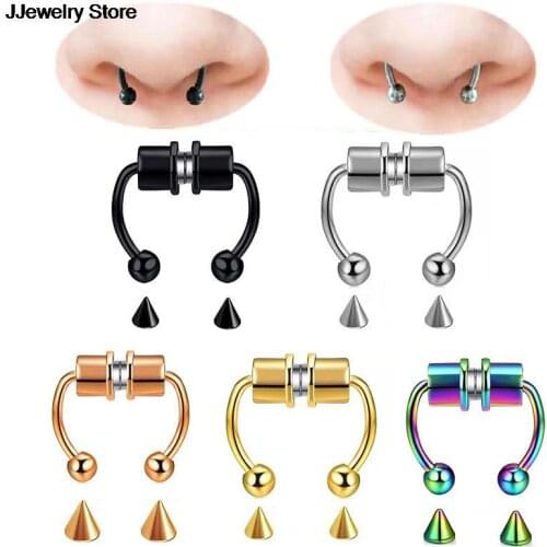 1pc U Shaped Fake Nose Ring Hip Hoop Septum Rock Stainless Steel Magnet Nose Piercing Punk Piercing Body Jewelry HOT SALE