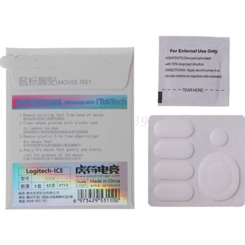 1 Pack Esports Tiger Gaming ICE Version Mouse Skates Mouse Feet for logitech G304/ G305 Mouse White Glides Curve Edge