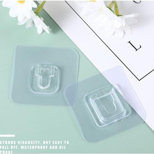 10 Pairs Double-Sided Adhesive Kitchen Wall Hook Hanger Strong Transparent Wall Storage Sucker For Kitchen Bathroom Hooks