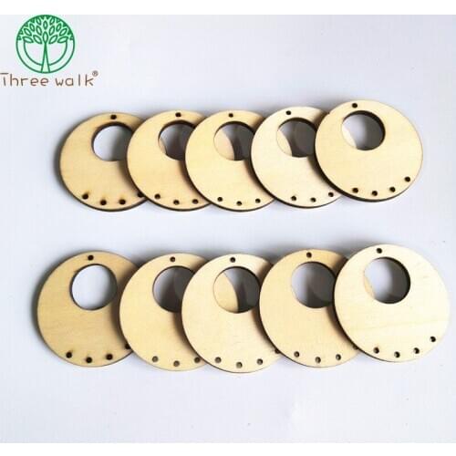 10Pcs 5cm Wholesale Nature Wood Chips Charms Unfinished Round Wooden Beads for Earrings Jewelry Making DIY Decorative