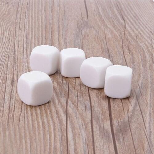 Q1JE 10Pcs 10mm/12mm/14mm/16mm/18mm/20mm White Blank D6 Acrylic Dice With Round corner For Kid DIY Write Painting Graffiti