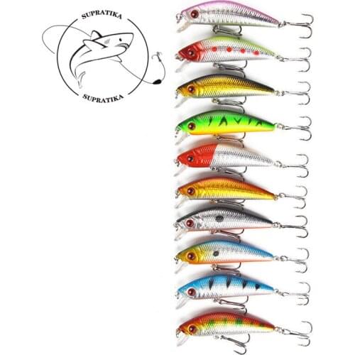 10Pcs/lot 70mm 7.9g Artifical 3D Eyes Laser Minnow Wobblers Fishing Bait Lure Sea Fishing Hard Baits With 2 Hooks Fishing Tackle