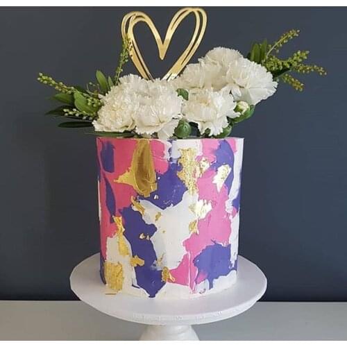 2020 INS Love Heart Valentines Day Acrylic Cake Topper Gold Wedding Cake Topper for Wedding Anniversary Party Cake Decorations