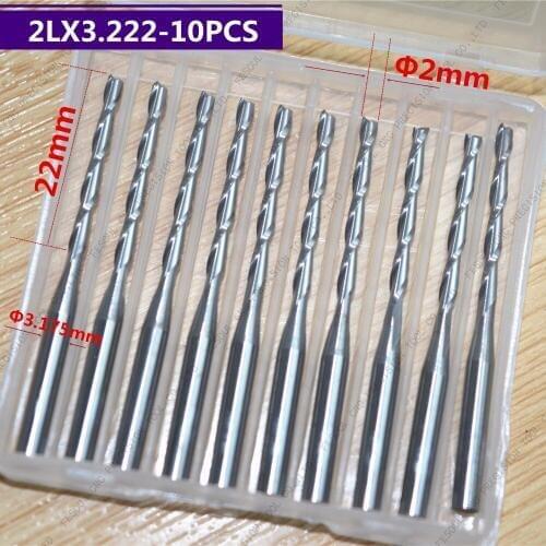 3.175mm*2.0mm*22mm,10pcs,Free shipping 2 Flutes End Mill,CNC milling Cutter,Solid carbide woodworking tool,PVC,MDF,Acrylic,wood