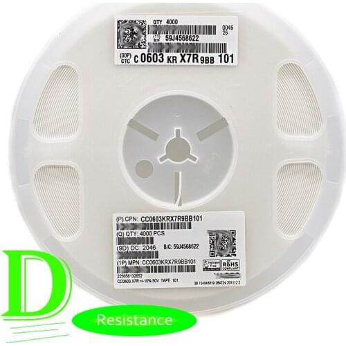 4000pcs SMD Ceramic capacitor 0603 100PF 101K 10% 50V CC0603KRX7R9BB101