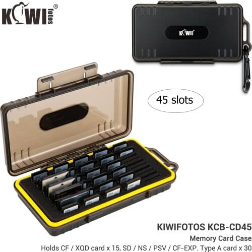 45 Slots Memory Card Case Holder Storage Box for 15 CF / XQD + 30 SD SDXC SDHC / NS / PSV / CF CFexpress Type A Card Organizer