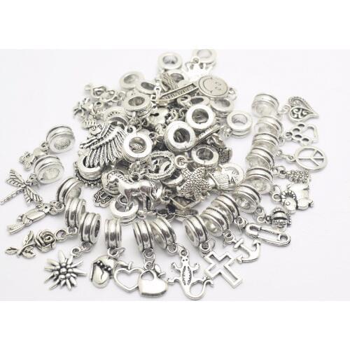 50pcs Mix different Vintage Bead Charms alloy Beads European pendant fit Pandora charm bracelet DIY pendants feng0002