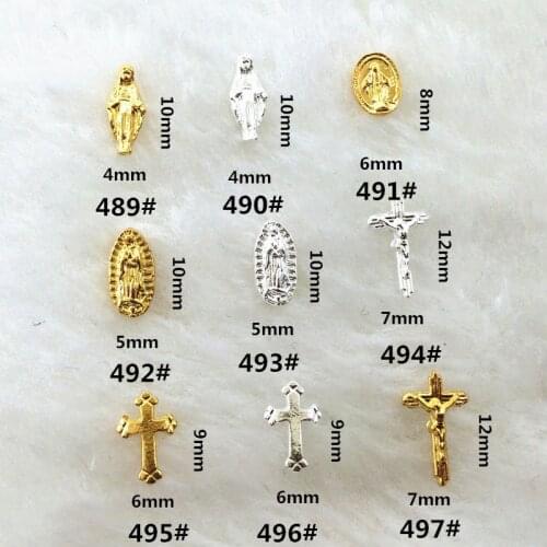 50pcs/pack Japan Metal Cross,Jesus 3D Nail Art Decorations Alloy Nail Parts Kawaii Nail Accessories DIY Nail Tools Supplies