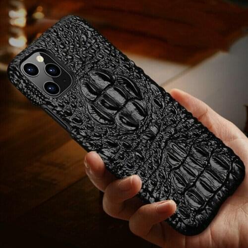 Crocodile Genuine Real Leather Case for iPhone 12 Pro Max 11 XR 8 7 Plus Alligator Retro Cover