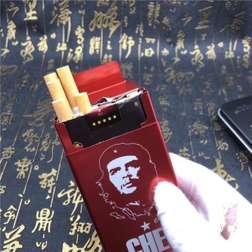 DIY Che Guevara Cigarette Case Laser Engraved Metal Cigarette Boxes Men Pocket Smoking Automatic Boxes Red Black Golden Blue