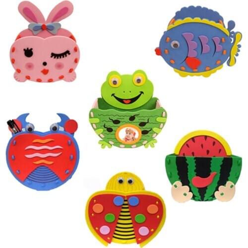 Children Hand-made Three-dimensional Stickers Paper DIY Art and Craft Pen Container Children Gift Educational 40