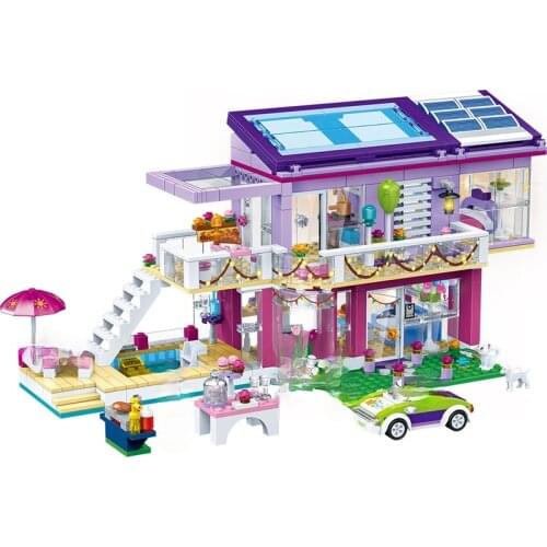 Friends Fairy Princess Amusement Park Building Blocks City Ice Cream Outing Camper Bus Car Girls Figure Bricks Toys for Children