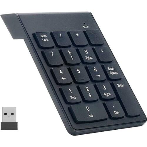 Erilles Small-size 2.4GHz Wireless Numeric Keypad Numpad 18 Keys Digital Keyboard for Accounting Teller Laptop Notebook Tablets