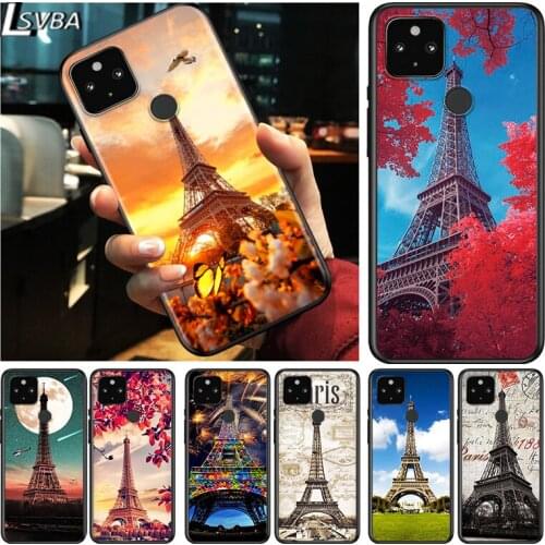 Eiffel Tower Shockproof Cover for Google Pixel 5 4 5A 4A XL 5G Black Phone Case Shell Soft Fundas Coque Capa