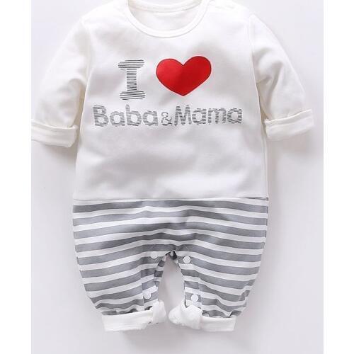 0-18M Newborn Kids Baby Girls Boy Cute Romper Striped Baba Mama Jumpsuit Cotton Outfits Infant Autumn winter roupa menina