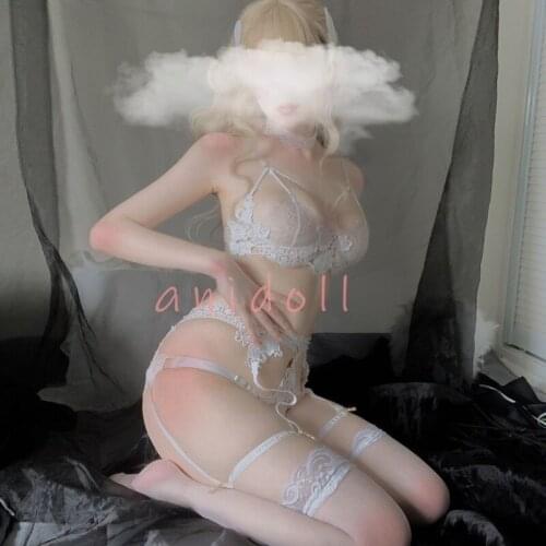 Japanese Lolita Garter Belt Underwear Set Cute Lace Kawaii Baby Doll Sexy Lingerie Soft Girl Black Pajamas Cosplay Costumes