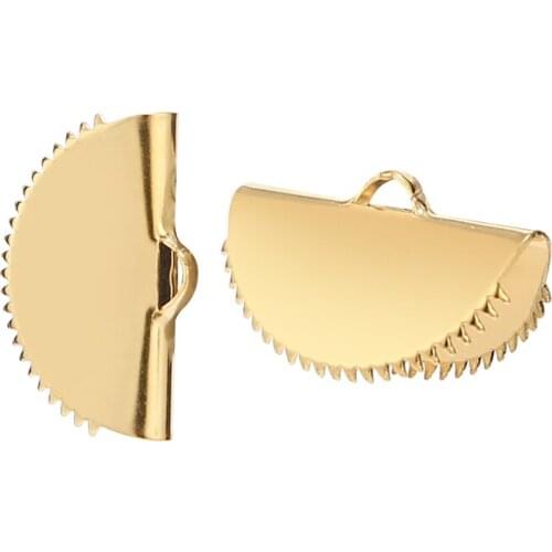 10pcs/lot 15mm/20mm Gold tone stainless steel Necklace Bracelet Ends Bead Caps Clasp Cord End Clamp Crimp For DIY Jewelry Making