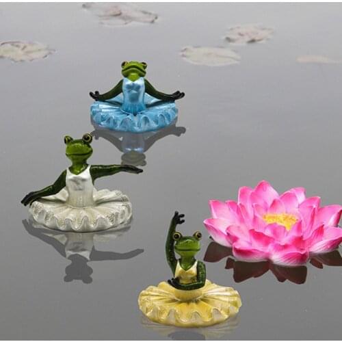 Creative Resin Floating Frogs Statue Outdoor Garden Pond Decorative Dancing Frog Sculpture For Home Desk Garden Decor Ornament