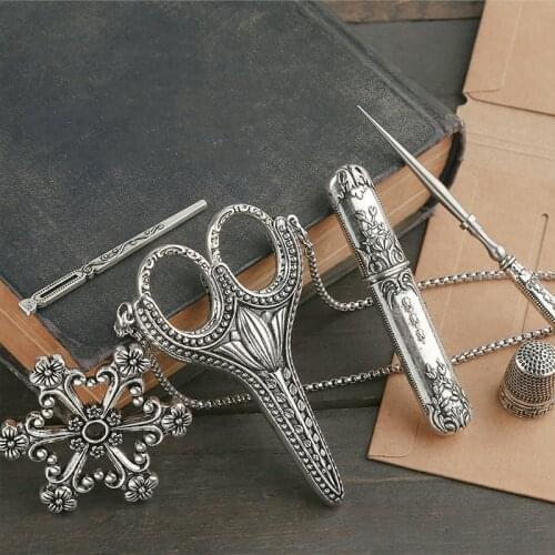 LMDZ Safety Scissors and Sheath Chain Embroidery Stainless Steel Sharp Pointed Sewing Needle Case,Awl,Finger Cot