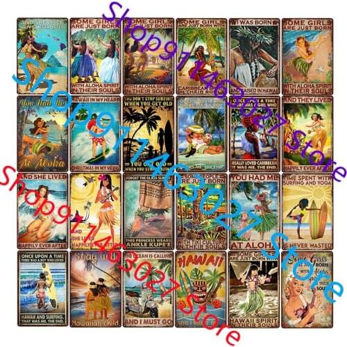 Hawaii Style Metal Tin Sign Pub Bar Decoration Tin Sign Shabby Chic Home Decor Plaque Wall Art Man Cave