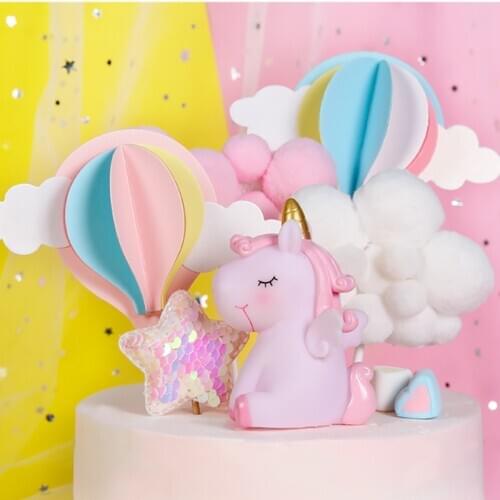 Cute Cloud Cake Topper Unicorn 1st Cake Dec Arch Hot Balloons Cupcake Decor Happy Birthday Party Decor Kid Boy Girl Baby Shower