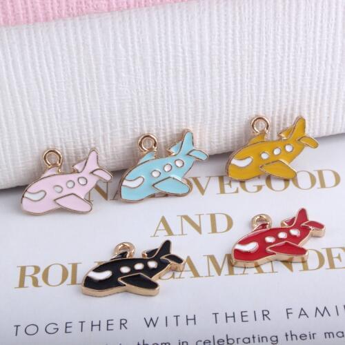 Multicolor Plane Pendant Airplane Gold Korean Charms Elegant DIY Accessories For Handmade Women Jewelry Necklace Bracelets