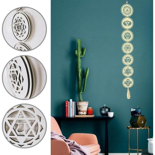 Wall Decor Useful Yoga Wooden Grid Art Symbol Wood Hanging Ornament Simple for Meditation Room