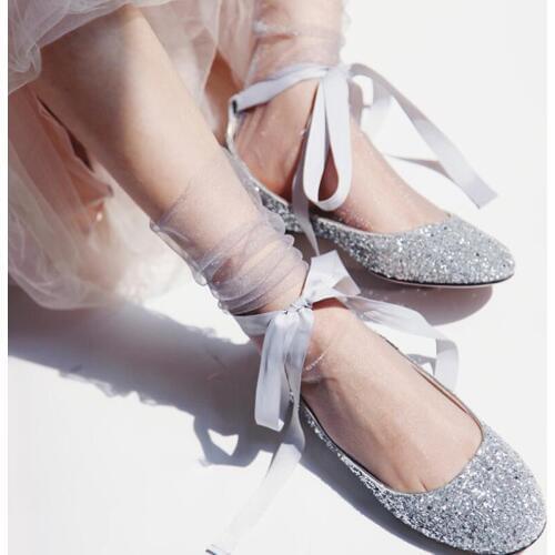 Sexy Solid Tulle Socks Women Transparent Uitra-thin Chiffon Losse Socks Girls Streetwear Dress Hosiery