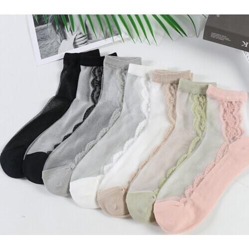 Spring and Summer New Fashion Transparent Nylon Silk Cotton Bottom Womens Silk Short Cool Socks Womans Socks Drop Shipping