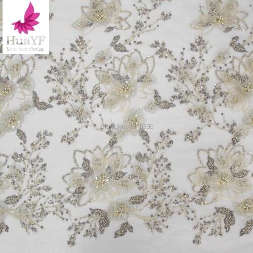 New Arriva French Handmade Beaded Luxury Lace Fabric Newest Fabric Handmade Beads Lace Heavy, Wedding Bride Pulple Lace HY1146-6