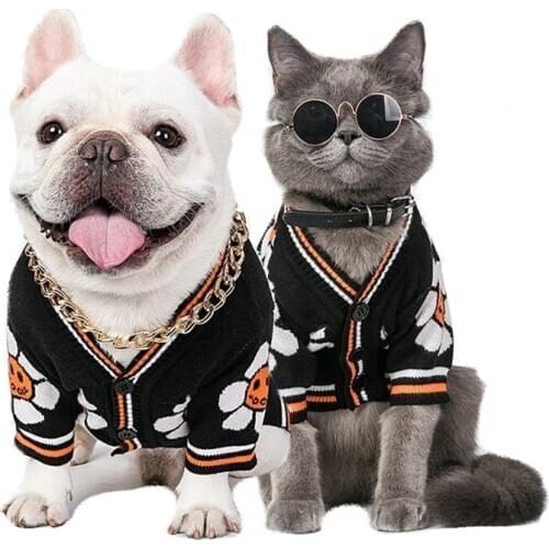 Autumn Dog Sweater Soft Warm Puppy Cardigan Chihuahua Teddy Schnauzer Bulldog Fashion Design Dog Cardigan Pet Clothing Outfit