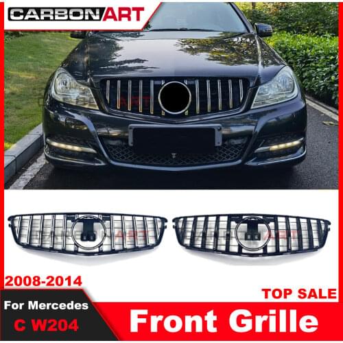Front grill Suitable for C class W204 C63 amg Style for Mercede-Ben ABS 1-Fin Front Bumper Grille 2008-2014 C180 C250 C300 C200