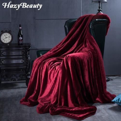 HazyBeauty Luxurious Large Warm Thick Sherpa Throw Blanket Coverlet Reversible Fuzzy Microfiber All Season Chunky Knit Blanket